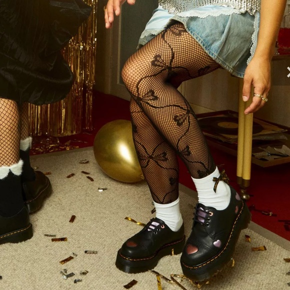 Dr. Martens 1461 Quad Heart Platform Shoes with Pink Heart Accents - Picture 14 of 14